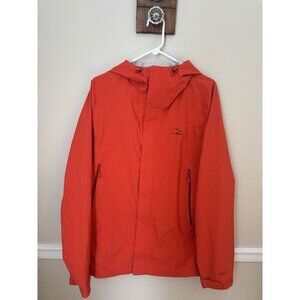 LL Bean Mens Size Large Tek Hooded Water Wind Resistant Full Zip Orange